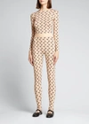 Marine Serre Moon-print Jersey Top In All Over Moon Tan