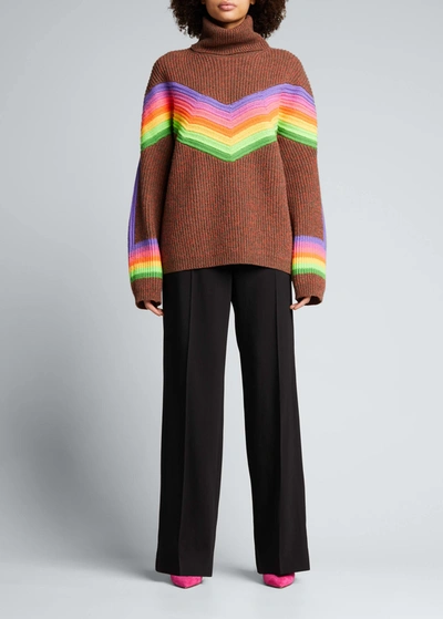 Christopher John Rogers Oversized Striped Ribbed Wool-blend