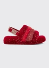 Ugg Kids' Girl's Fluff Yeah Metallic Sparkle Quilted Slippers, Baby/toddlers In Red/red