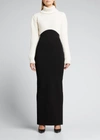 BRANDON MAXWELL RIBBED WOOL CROPPED TURTLENECK SWEATER
