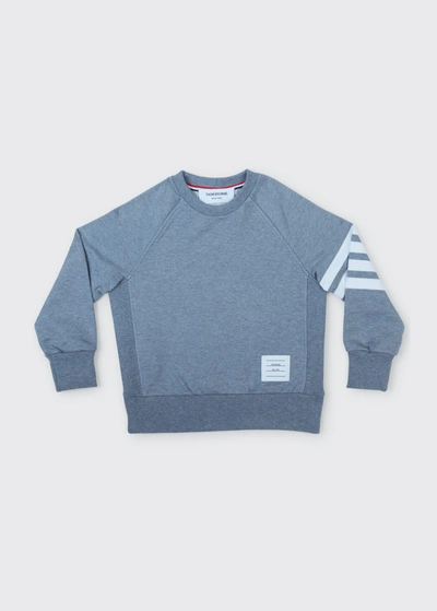 Thom Browne Kid's Striped Cotton Sweater In Med Grey