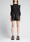 Stella Mccartney Cold-shoulder Printed Lyocell And Cotton-blend Jersey Tank In 1000black