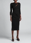 Giorgio Armani Asymmetric Keyhole Midi Dress In Solid Black
