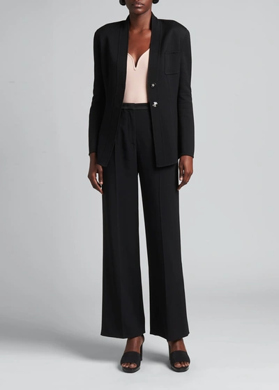 Giorgio Armani Tuxedo Wide-leg Pants In Solid Black