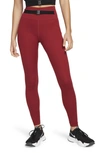 Nike Dri-fit One Luxe Buckle Mid Rise Leggings In Red