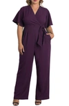 Kiyonna Plus Size Charisma Crepe Jumpsuit In Purple