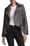 Allsaints Womens Grey Balfern Leather Biker Jacket 14 In Gray