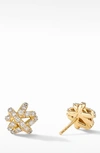 David Yurman Women's The Crossover Collection Stud Earrings In 18k Yellow Gold With Full Pavé Diamonds In Diamond