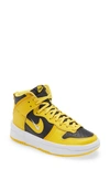 Nike Womens Black Varsity Gold Dunk High Up Leather High-top Trainers 4 In Black/ Varsity Maize