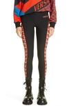 Versace Greca Signature Accent Gym Leggings In Black Orange