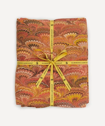 Summerill & Bishop Marble Fan Linen Tablecloth Medium In Red