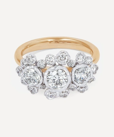 Annoushka 18ct Gold And White Gold Marguerite 0.50ct Diamond Triple Flower Engagement Ring