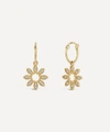 DINNY HALL 14CT GOLD DIAMOND JASMINE FLOWER DROP HOOP EARRINGS