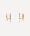 MISSOMA 18CT GOLD PLATED VERMEIL SILVER CUBIC ZIRCONIA CLASSIC DOUBLE HUGGIE HOOP EARRINGS