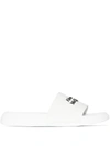 Alexander Mcqueen White Logo Pool Slides In Rubber In White