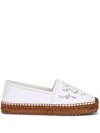 Dolce & Gabbana White Embroidered Cotton Espadrilles In White