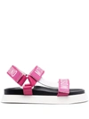 Moschino White & Pink Logo Sandals In Pink