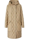 BURBERRY DIAMOND-QUILTED HOODED COAT