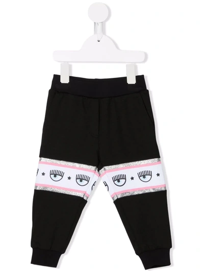 Chiara Ferragni Babies' Logo-print Track Trousers In Black