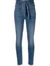 Mother The Triple Stack Tie-waist Skinny Jeans In Blue