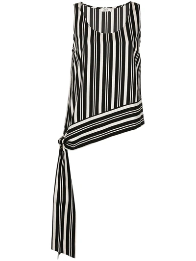 Jason Wu Striped Scoop-neck Tank W/ Side-tie In Black