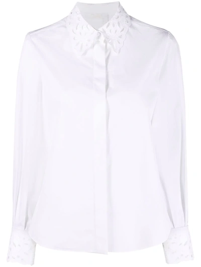 Chloé Pointelle Collar Button-up Shirt In White