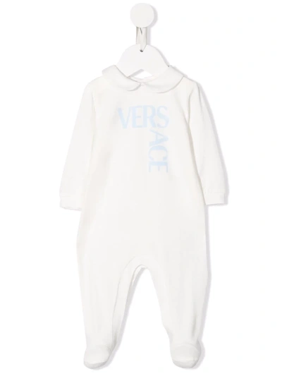 Versace Blue Logo-print Cotton Baby Grow 0-6 Months 3-6 Months