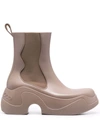 Xocoi Mid Rubber Ankle Boots In Brown