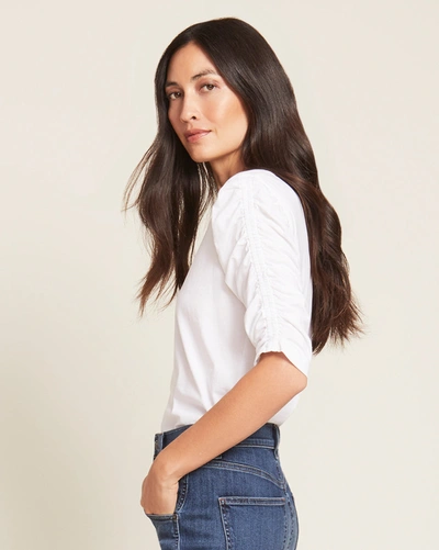 Veronica Beard Waldorf Ruched-sleeve T-shirt In White