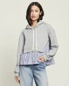 Veronica Beard Hockley Cotton Drawstring Sweatshirt In Heather Grey