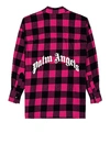 PALM ANGELS CURVED LOGO FLANNEL OVERSHIRT