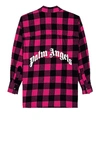 Palm Angels Curved Logo Flannel Overshirt In Fuchsia