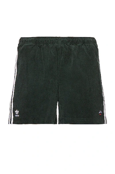 Adidas X Noah Logo Embroidered Side Stripe Shorts In Green