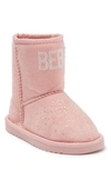 Bebe Kids' Rhinestone Logo Faux Fur Lined Pull-on Boot In Blush