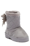 Bebe Kids' Microsuede Faux Fur Lined Winter Boot In Light Gray