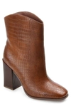 Journee Collection Brekkin Croc Embossed Tru Comfort Foam Western Bootie In Brown