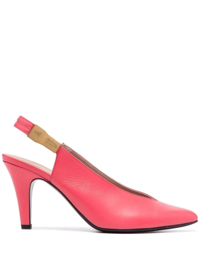 Balmain Tara Slingback Leather Pumps In Rose Saumon
