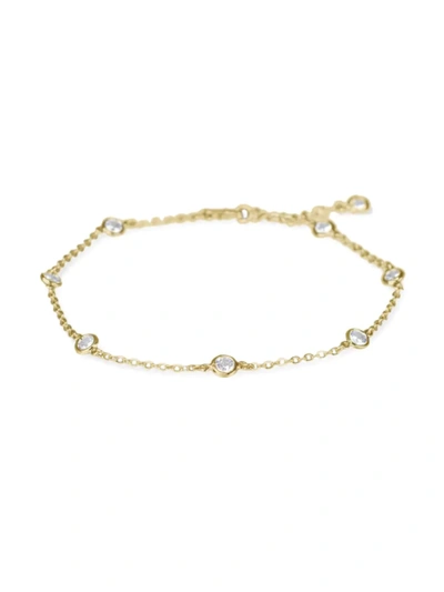 Cz By Kenneth Jay Lane Women's Look Of Real 14k Goldplated & Crystal Anklet In Neutral
