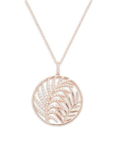 Effy Women's 14k Rose Gold & 0.55 Tcw Diamond Leaf Pendant Necklace/18"