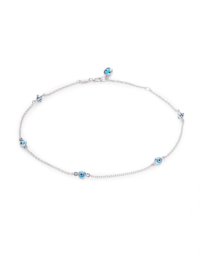 Saks Fifth Avenue Women's 14k White Gold & Enamel Evil Eye Anklet