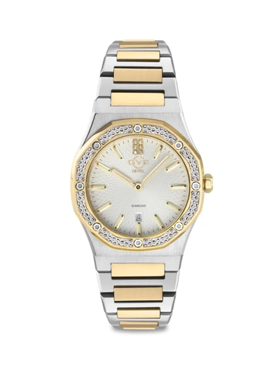 Gv2 Women's Palmanova Two Tone Stainless Steel & Diamond Bracelet Watch In White