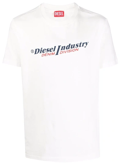 Diesel Kids' White T-diegor-ind T-shirt In Violet