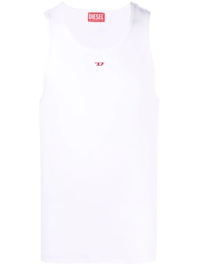 Diesel Logo-embroidered Vest In Bianco