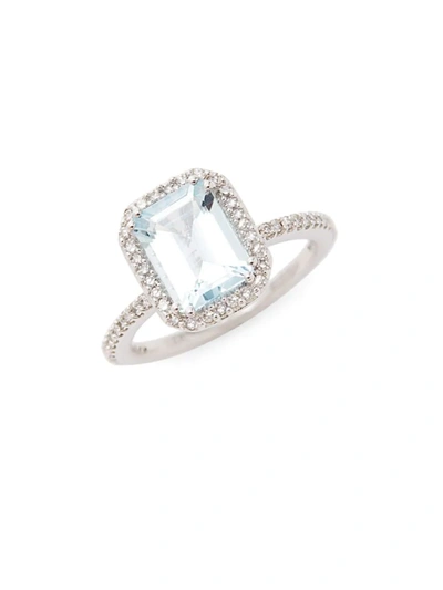 Effy Women's 14k White Gold, Aquamarine & Diamond Ring