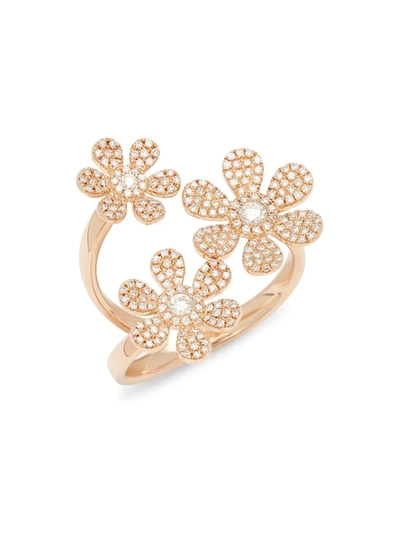 Saks Fifth Avenue Women's 14k Rose Gold & Diamond Floral Ring/size 7