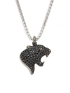 EFFY MEN'S STERLING SILVER, RHODIUM-PLATED STERLING SILVER & BLACK SPINEL PANTHER PENDANT NECKLACE