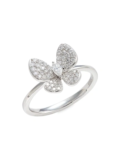Effy Women's 14k White Gold & Diamond Butterfly Ring