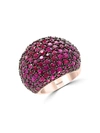 Effy Women's 14k Rose Gold & Natural Ruby Dome Ring/size 7 In Ruby