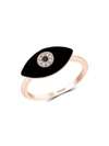 Effy Women's 14k Rose Gold, Black Onyx, White & Black Diamond Evil Eye Ring In Black