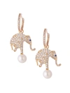 Eye Candy La Luxe Collection Elephant Luck Cubic Zirconia Crystal Dangle Earrings In Neutral
